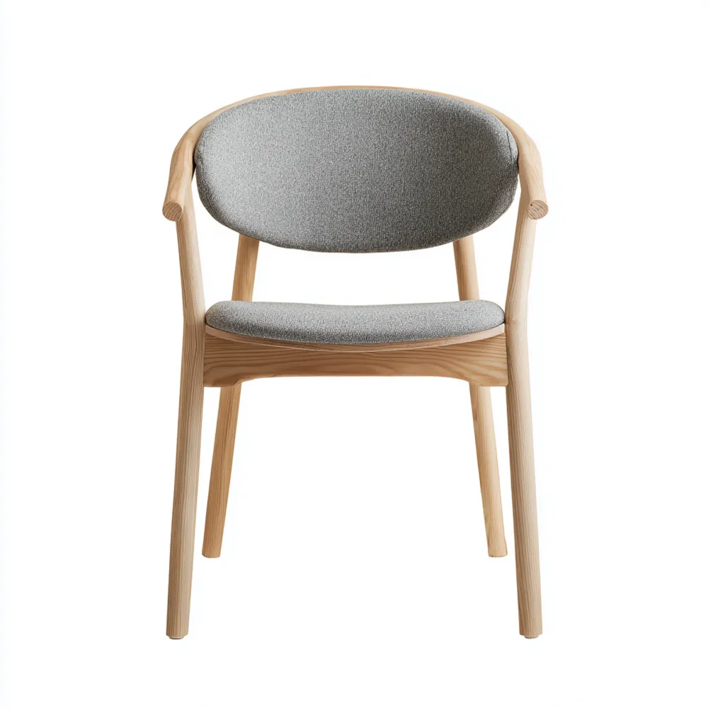Sedia da pranzo in legno imbottita 55x50x80 cm - Grigio/Naturale - Design moderno