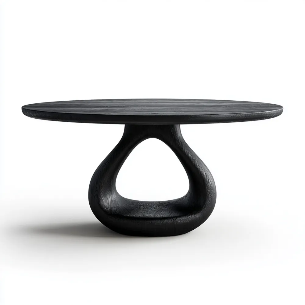 Tavolo da pranzo rotondo in legno 120x120x75 cm - Nero - Design moderno