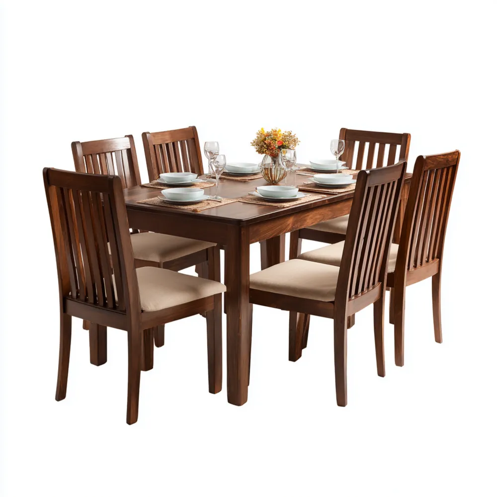 Set tavolo da pranzo in legno 150x90x75 cm - Colore Marrone - Design classico