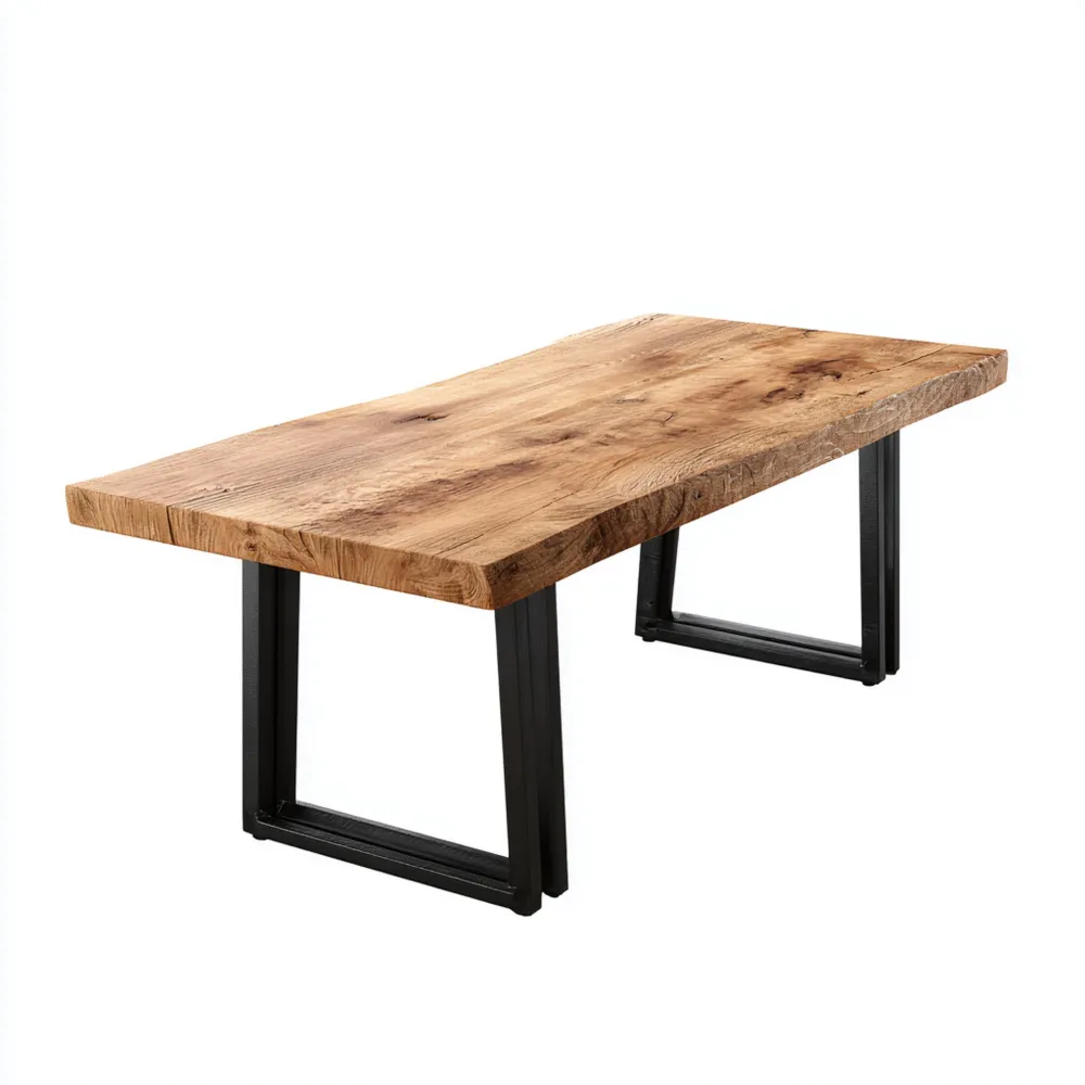 Tavolo da pranzo in legno massello 200x100x75 cm – Naturale – Design industriale