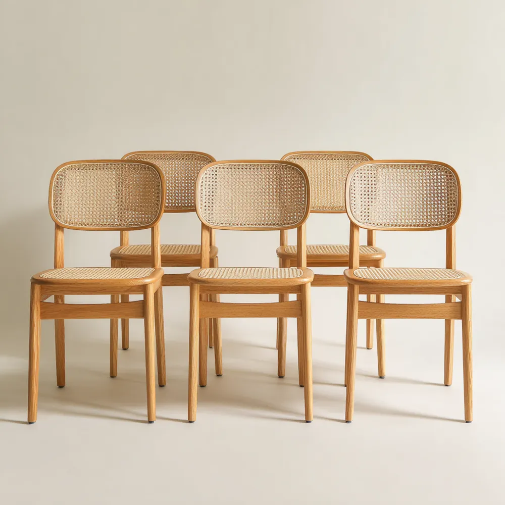 Set di 5 Sedie da Pranzo in Legno di Rovere 45x50x85 cm – Design Classico