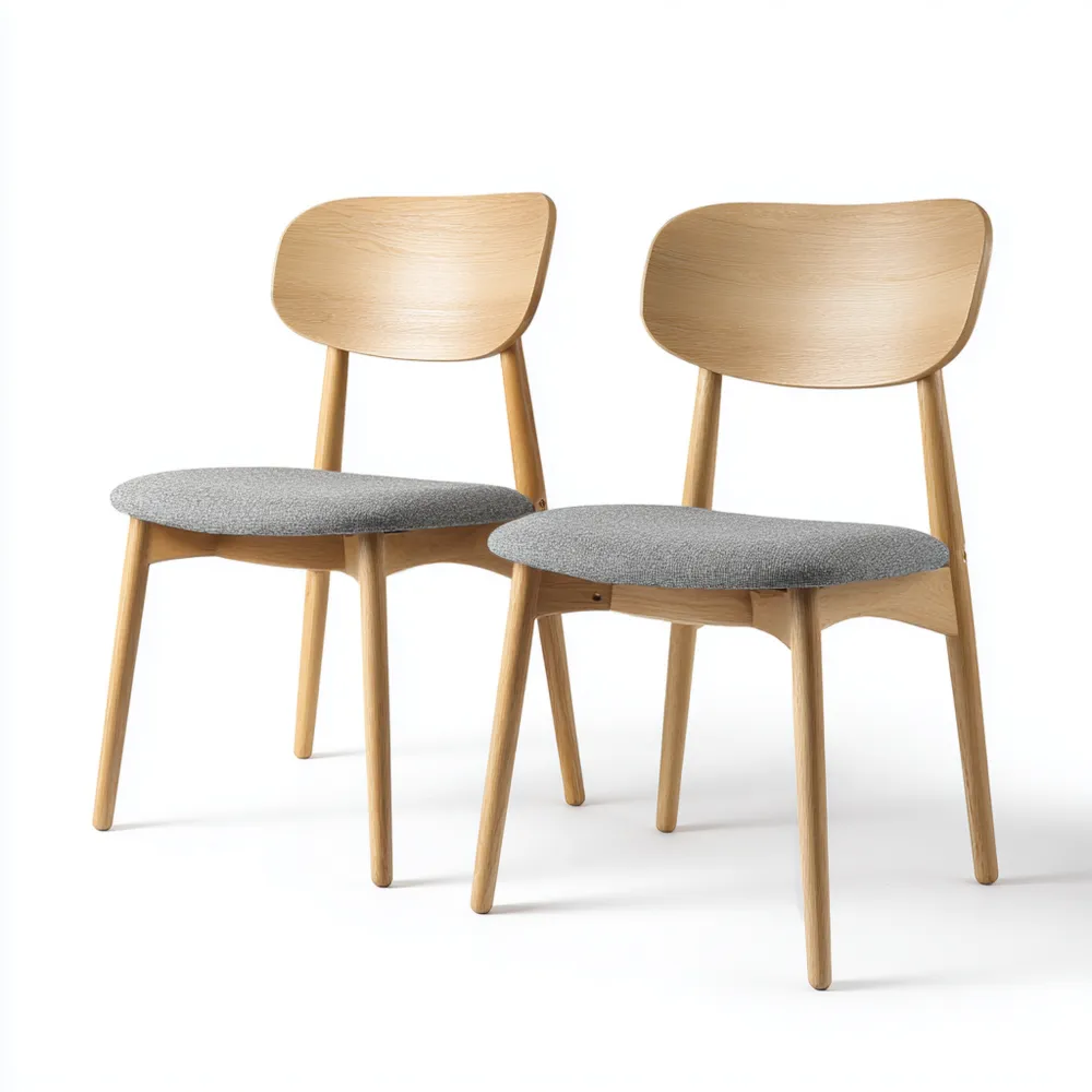 Sedia da pranzo in legno imbottita 45x50x80 cm - Grigio - Design Scandinavo