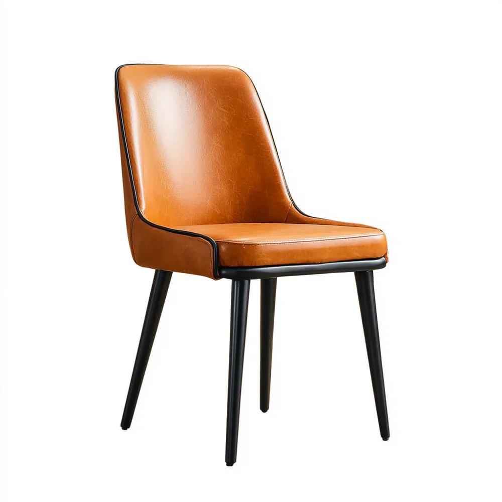 Sedia da pranzo - Ecopelle - 48x52x84 cm - Marrone/Nero - Design Moderno