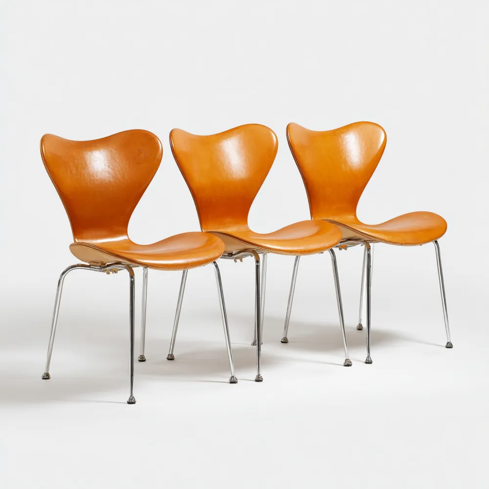 Set di 3 sedie da pranzo in legno curvato 50x52x80 cm con gambe in metallo - Arancione - Design ergonomico