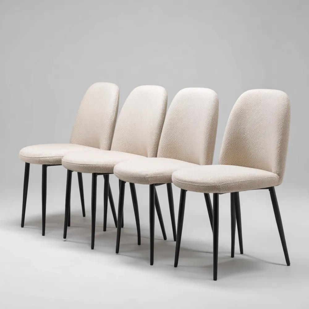 Set di 4 Sedie da Pranzo 45x55x85 cm in Tessuto Beige - Stile Moderno