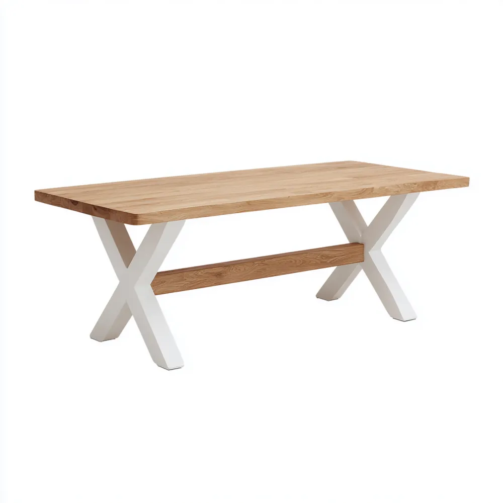 Tavolo da pranzo in legno 200x100x75 cm - Rovere chiaro/Bianco - Stile contemporaneo