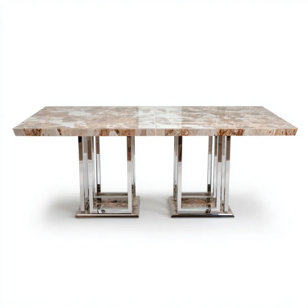 Tavolo da Pranzo Marmo Rettangolare 180x90x75 cm - Marrone - Design Moderno