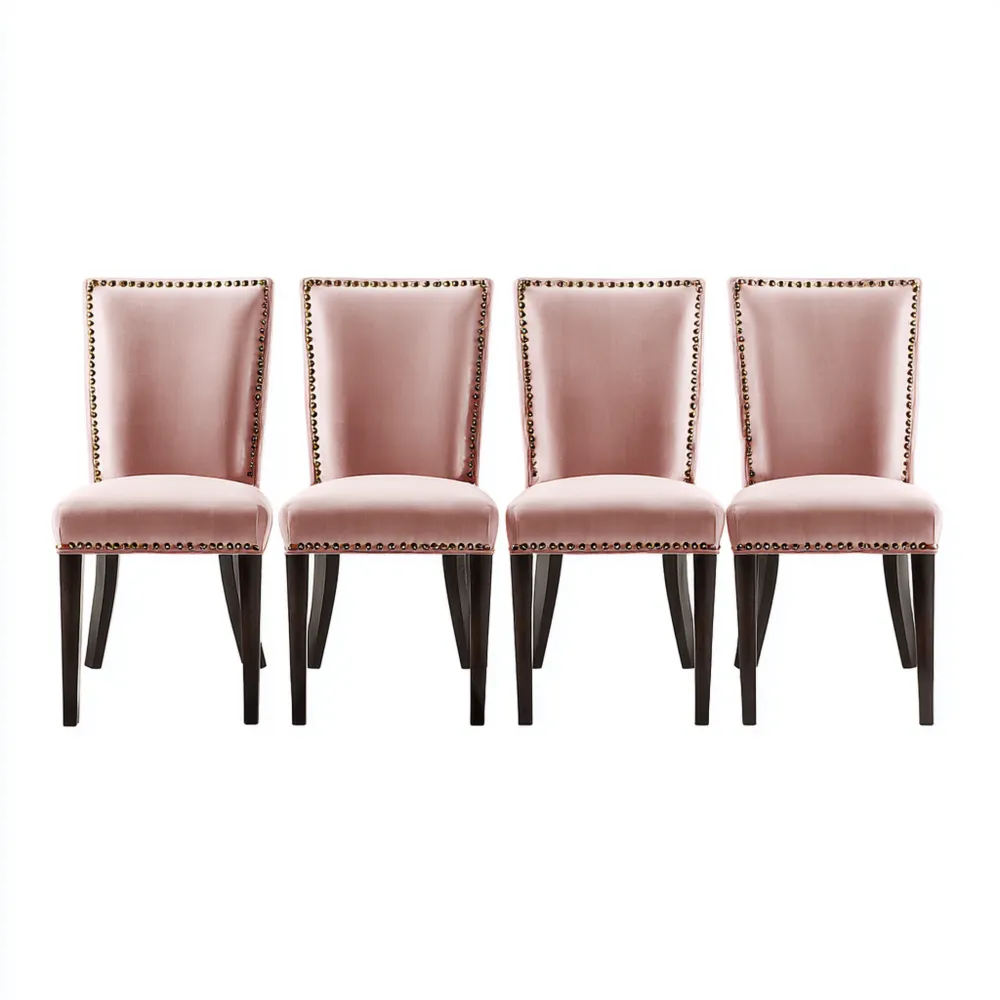 Set di 4 Sedie da Pranzo 45x50x95 cm – Velluto Rosa – Design Contemporaneo