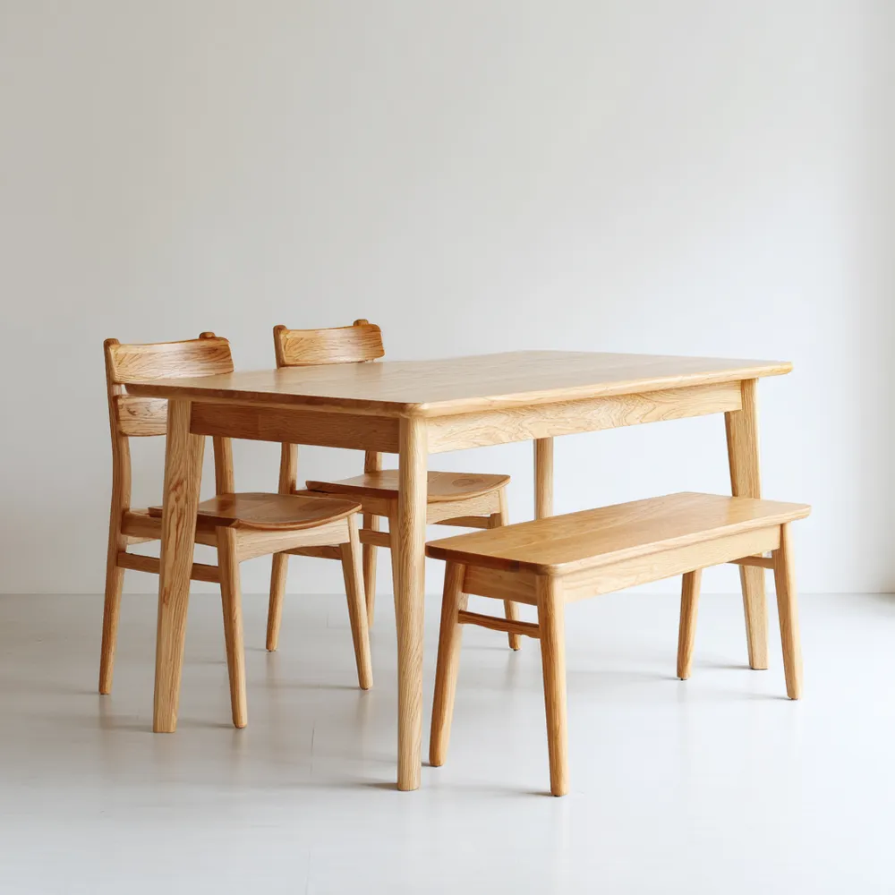 Set tavolo e sedie da pranzo in legno massello 120x75x75 cm - Naturale - Design minimalista