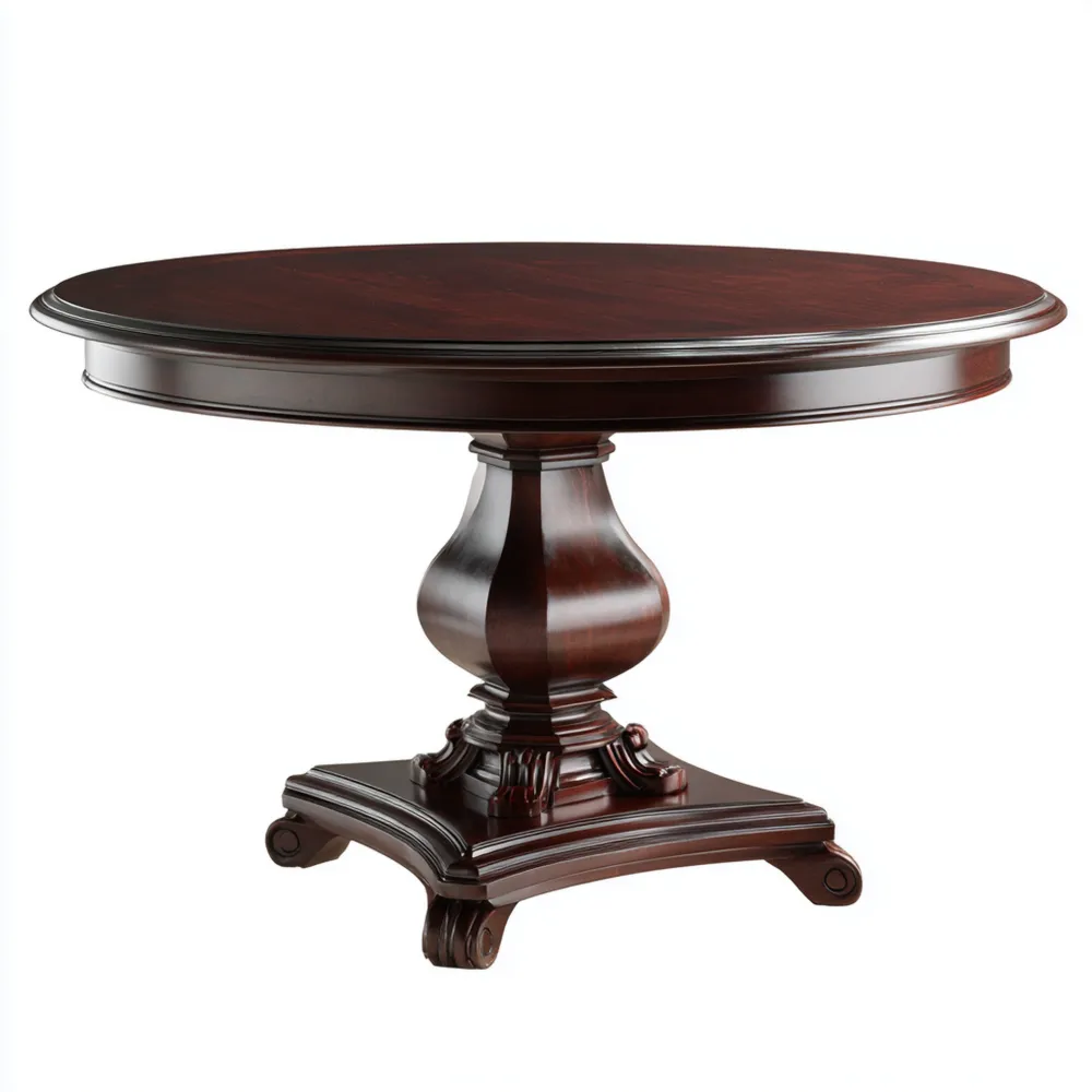 Tavolo da pranzo rotondo 120x120x75 cm in legno massello - Marrone - Design classico