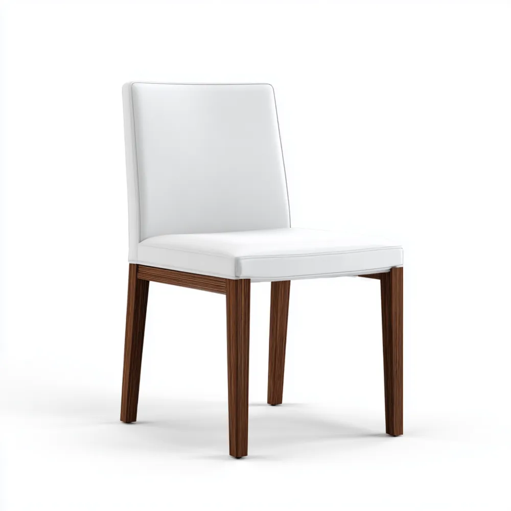 Sedia da pranzo in legno e pelle 45x52x85 cm - Bianco