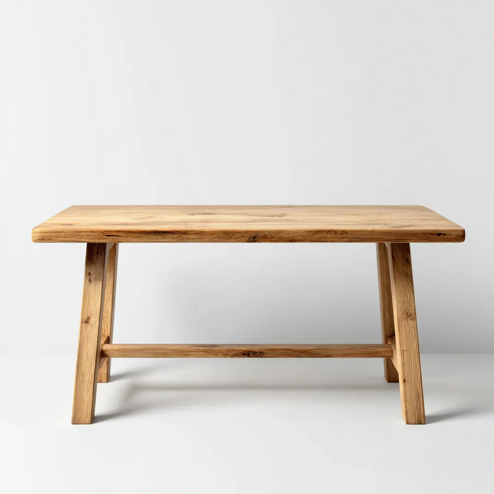 Tavolo da pranzo in legno massello 180x90x75 cm – Naturale – Design rustico