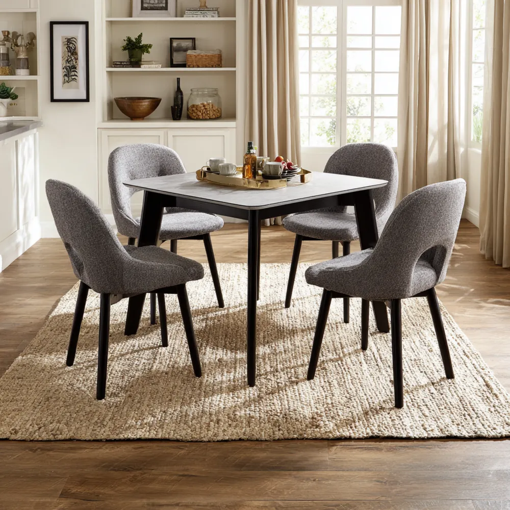 Set tavolo e sedie da pranzo Legno 120x80x75 cm – Grigio – Design contemporaneo