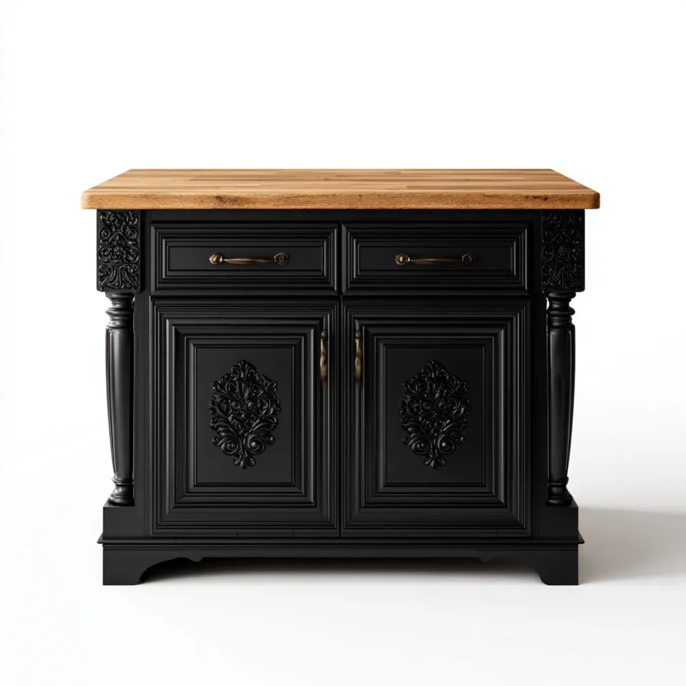 Isola da cucina legno ebanizzato 110x60x90 cm – Nero – design classico