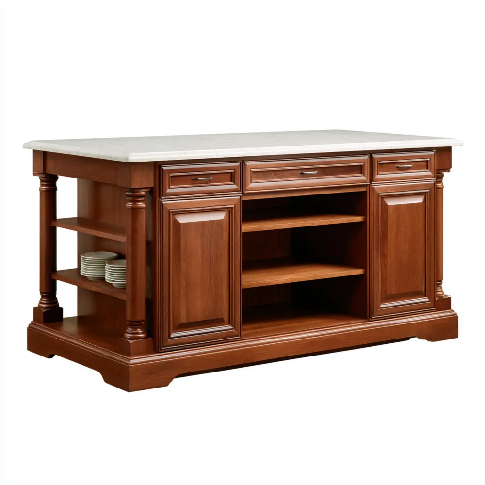 Isola da cucina Legno massello 200x90x95 cm - Noce - Design classico