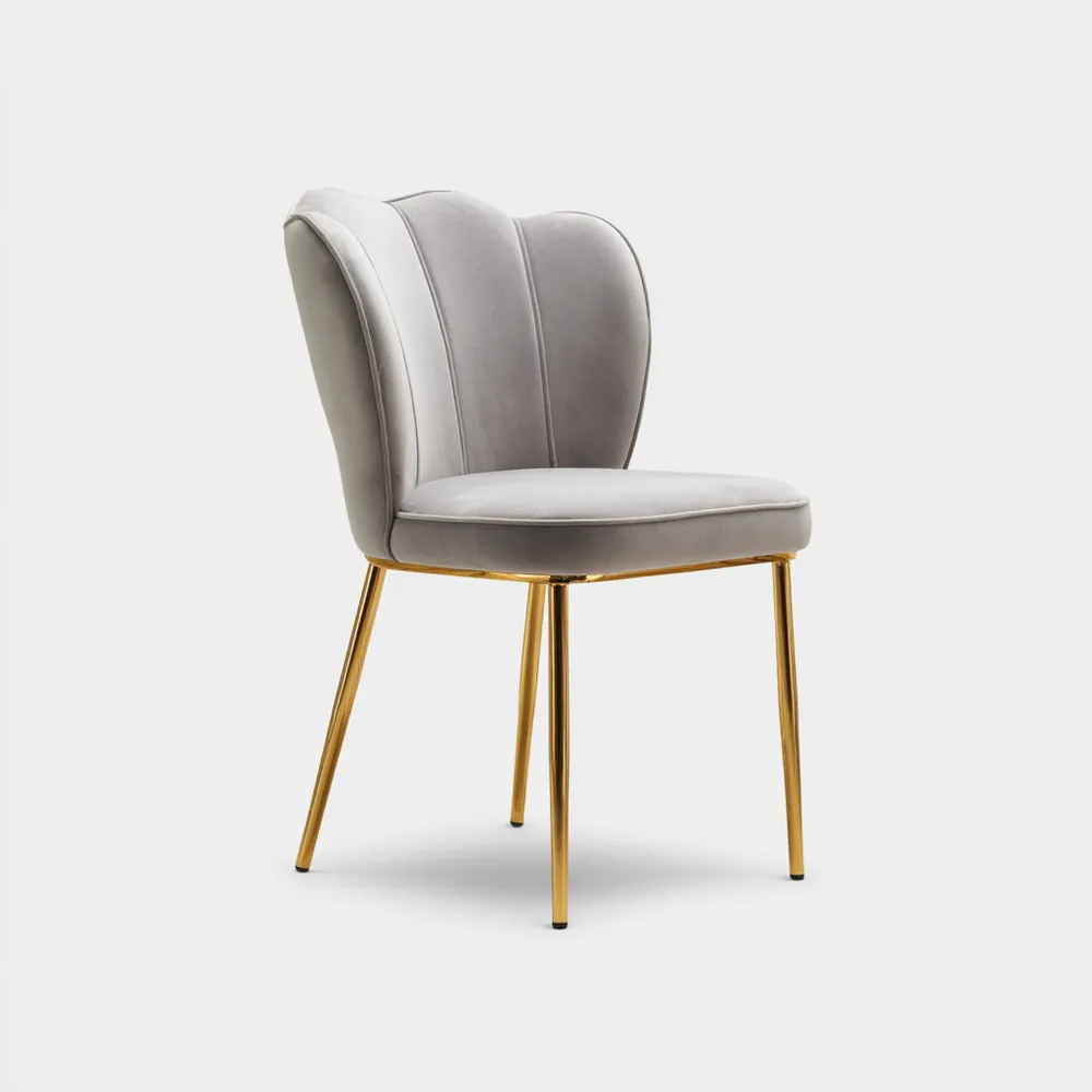 Sedia da pranzo in velluto 50x45x80 cm - Grigio chiaro - Design moderno