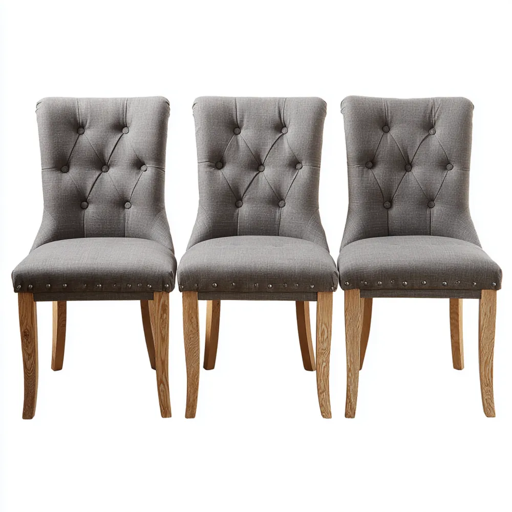 Sedie da pranzo imbottite in tessuto Grigio 45x50x95 cm - Design classico