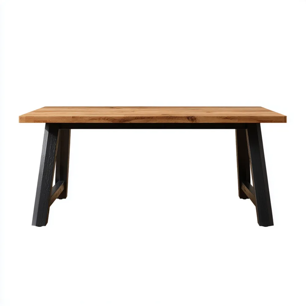 Tavolo da pranzo Legno massello 180x90x75 cm - Nero/Naturale - Design Industriale