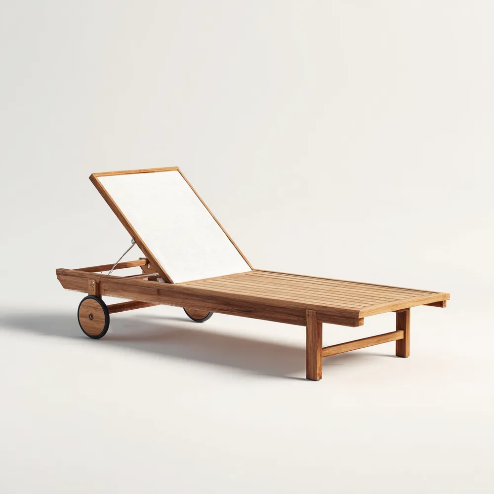 Chaise longue de jardin en Teck 200x65x35 cm - Design contemporain