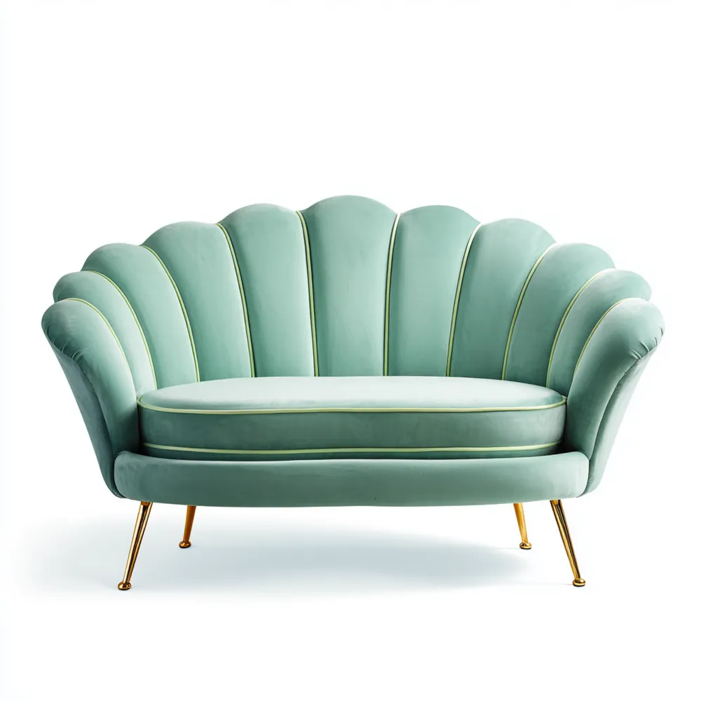 Canapé 2 places Velours 150x85x80 cm - Vert Menthe - Design Élégant