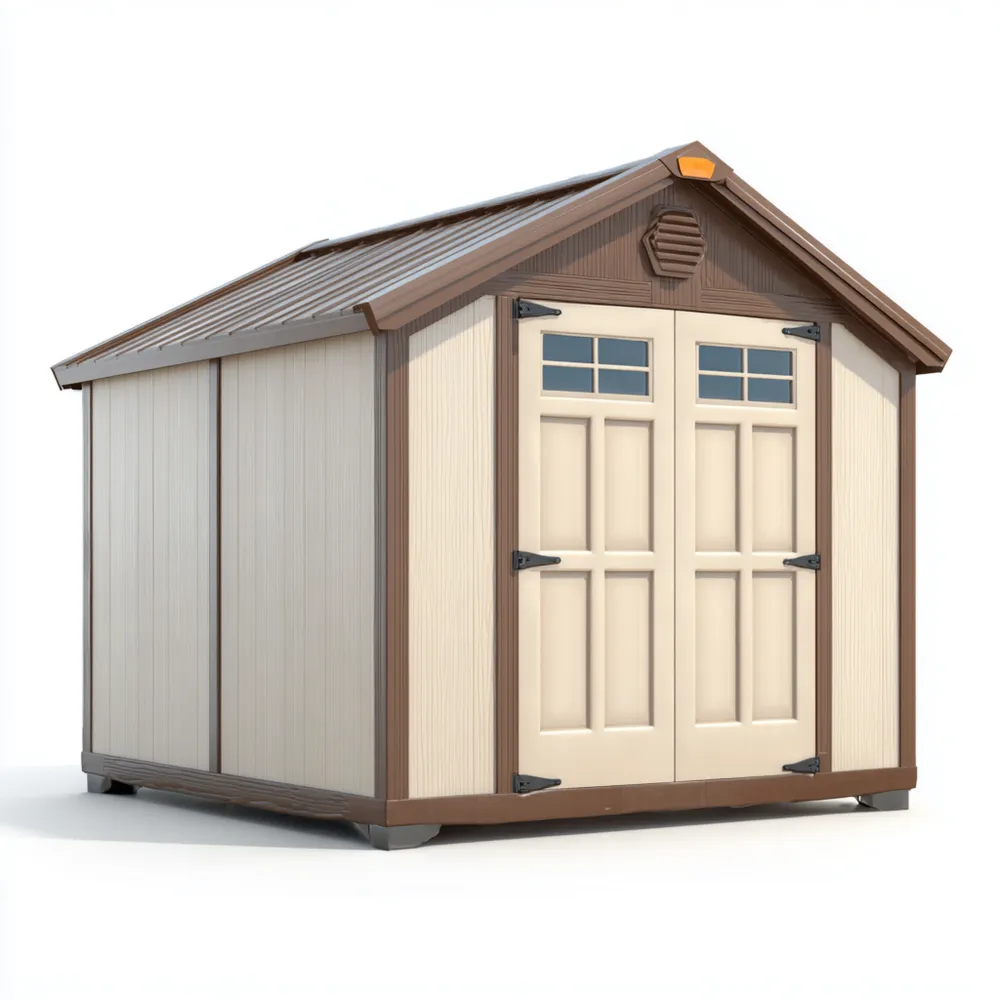 Abri de jardin en Résine 250x300x230 cm - Beige/Marron avec Toit en Pente