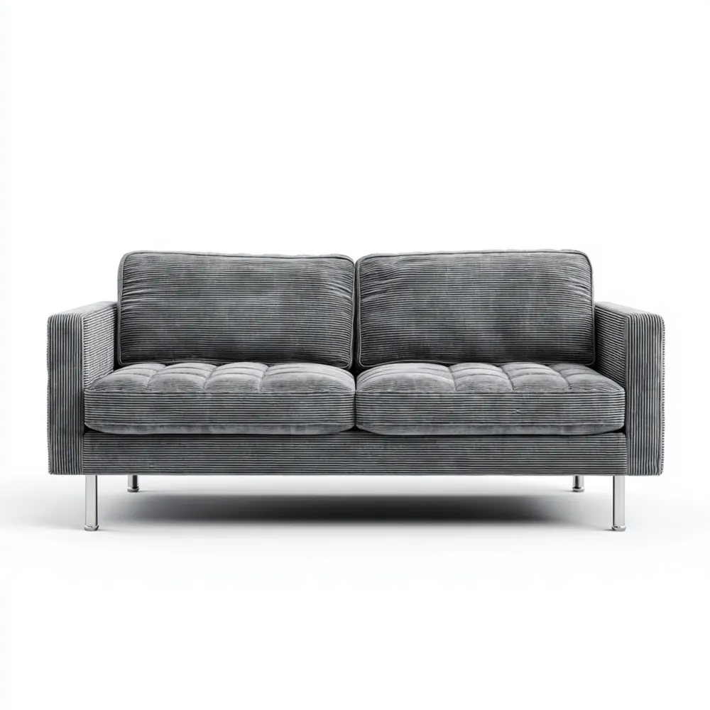 Canapé 2 places Velours côtelé 150x85x75 cm – Gris – Design moderne