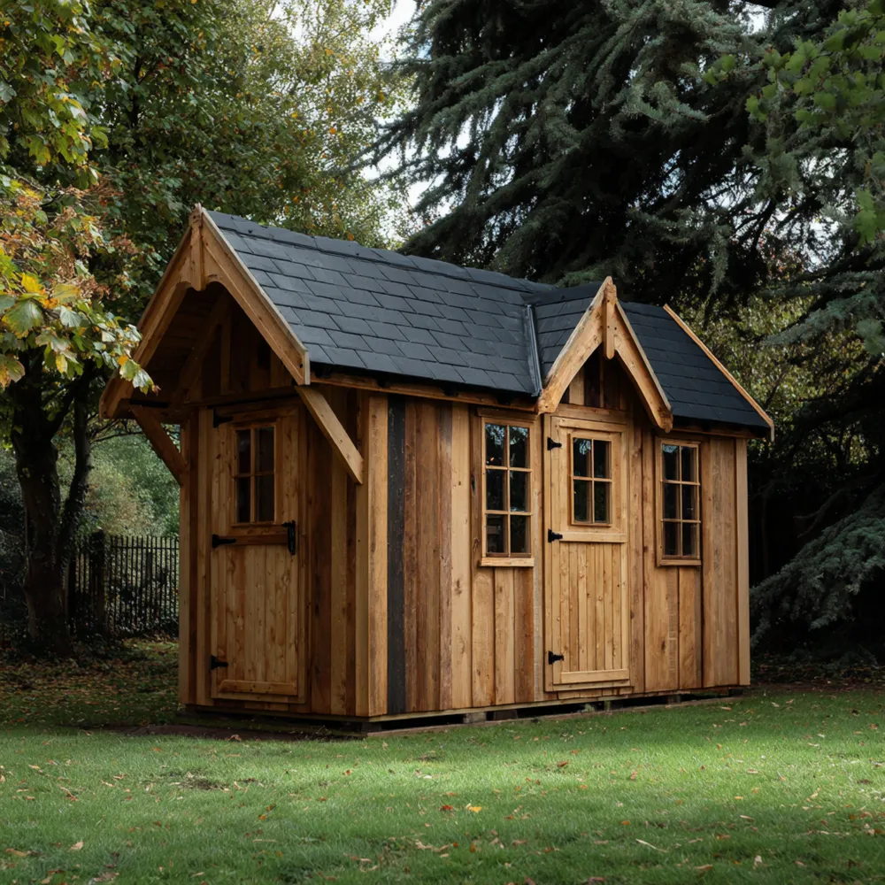 Abri de rangement en bois 300x250x230 cm - Marron - Design Rustique