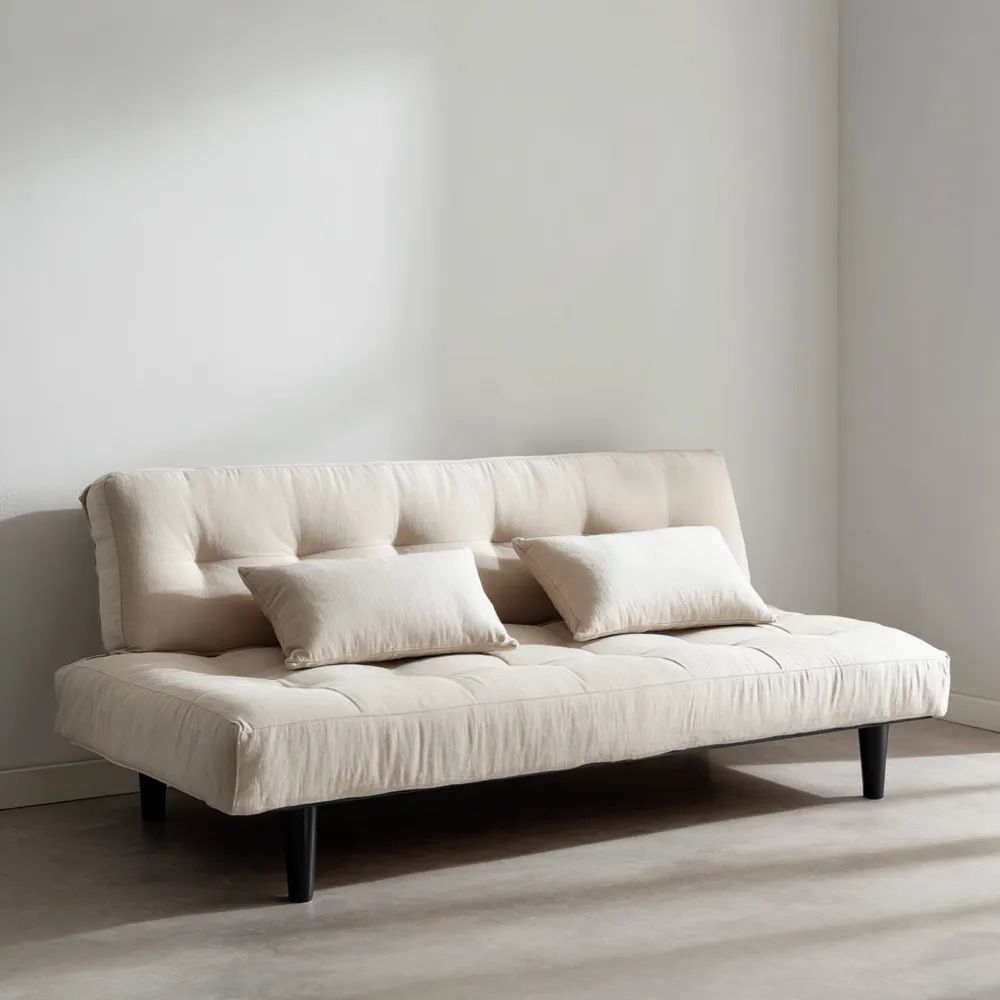 Canapé-lit 2 places 190x90x80cm en Tissu - Beige - Design convertible