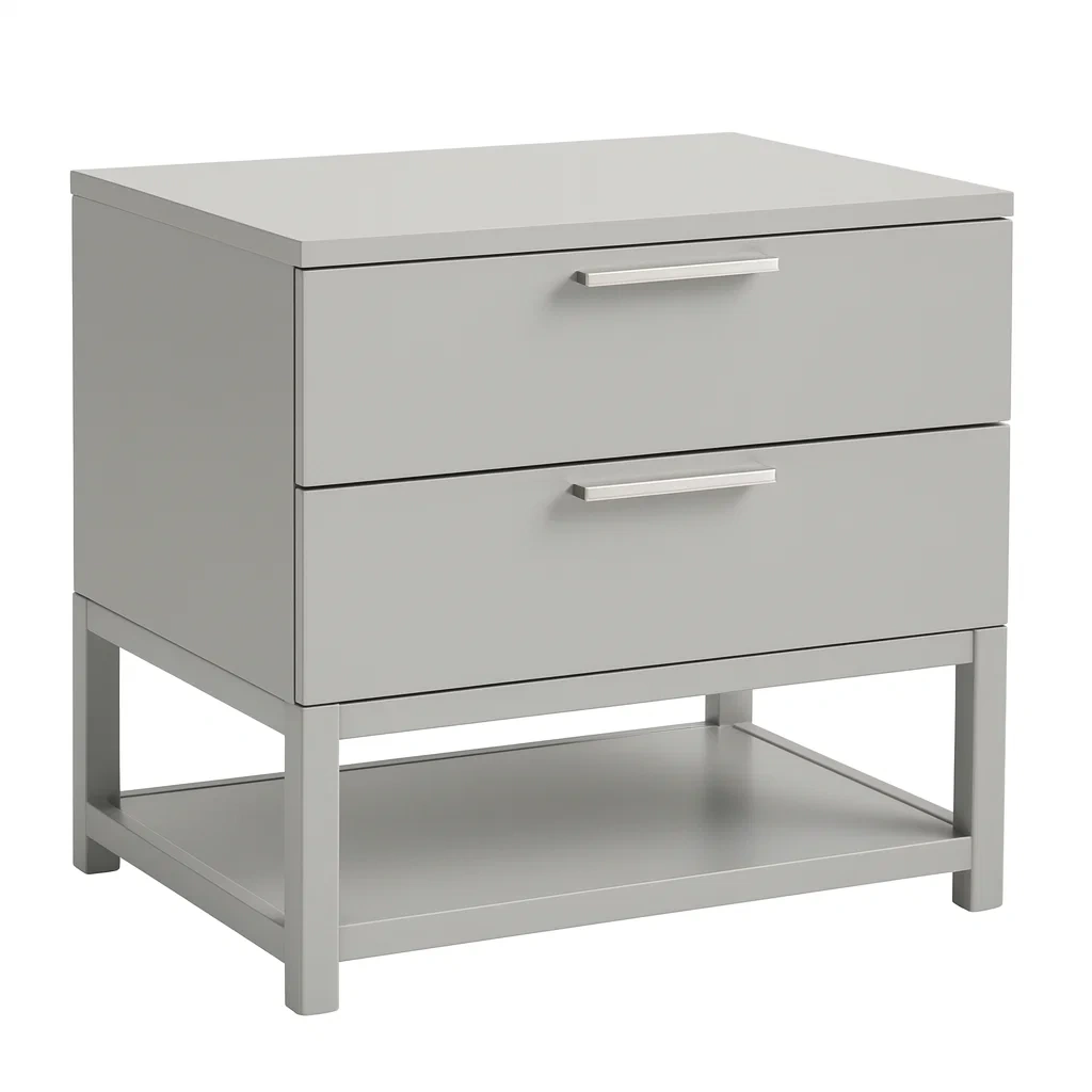 Comodino con due cassetti in legno mdf grigio-NEWFURNISH