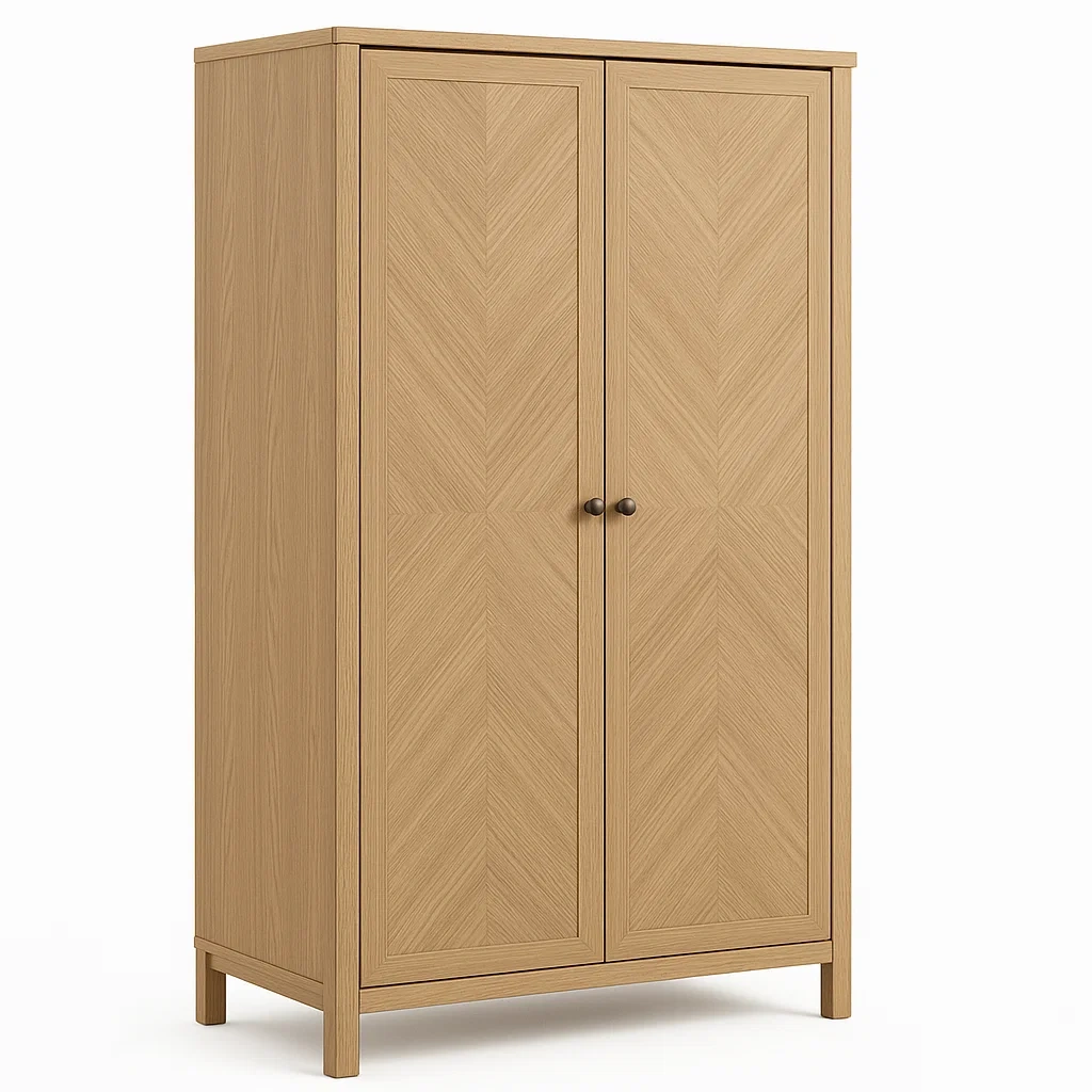 Armadio a due ante legno truciolato naturale 100x60x200 cm-NEWFURNISH