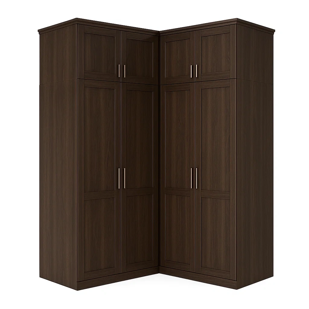 Armadio angolare in mdf marrone scuro-NEWFURNISH