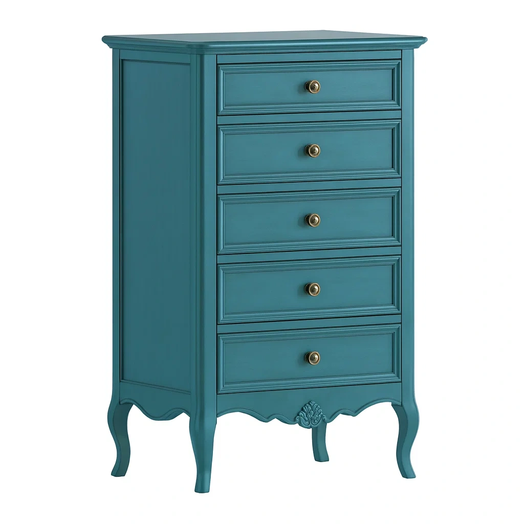 Cassettiera a 5 cassetti in legno massello acero blu-NEWFURNISH