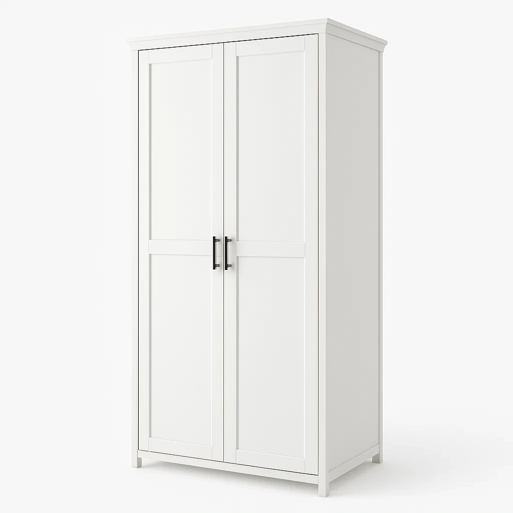 Armadio a doppia anta in legno di pino bianco-NEWFURNISH