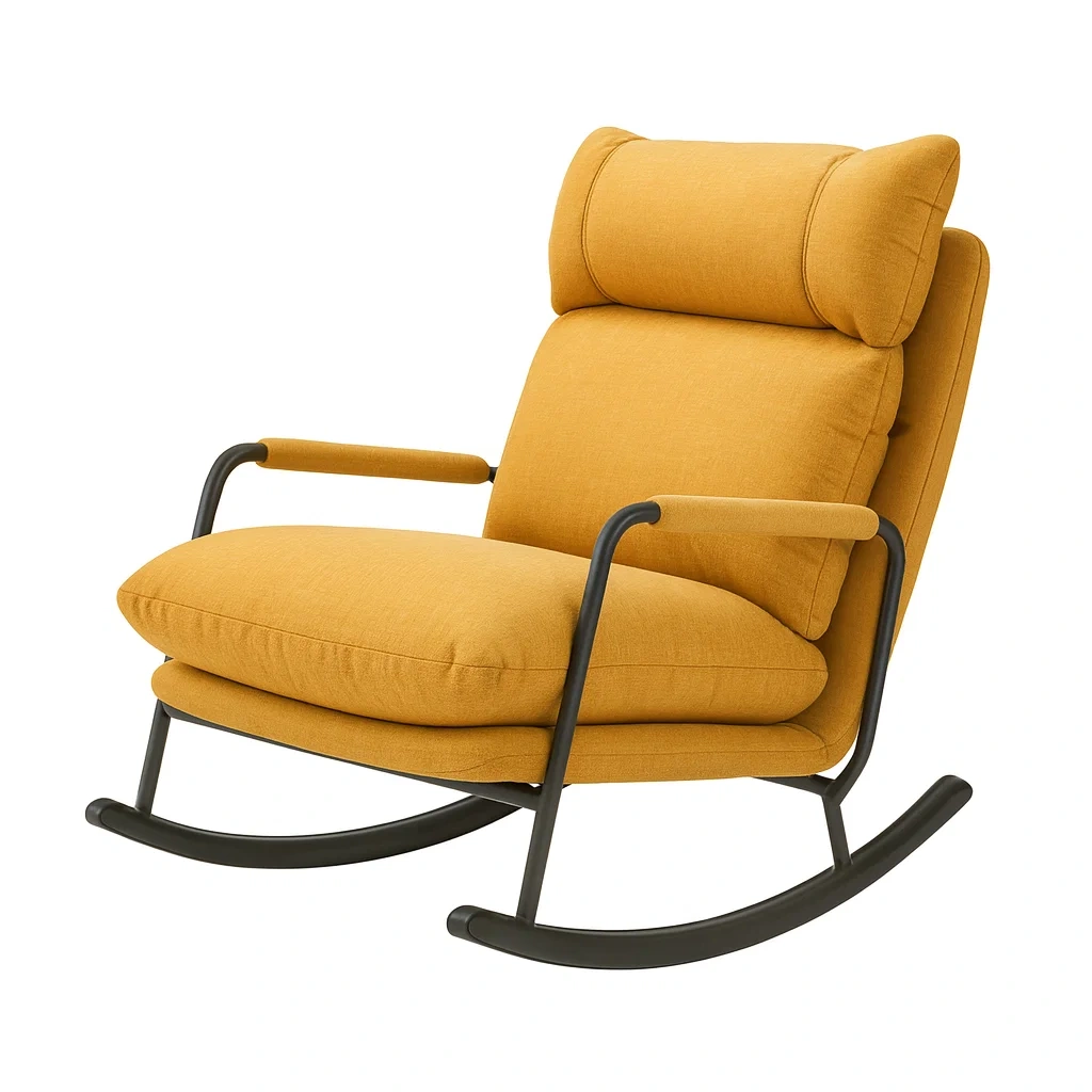 Sedia a dondolo in metallo e tessuto giallo-NEWFURNISH