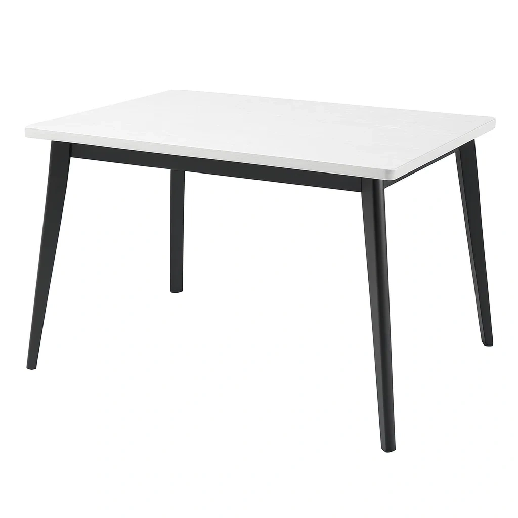 Tavolo da pranzo rettangolare in mdf bianco con gambe in metallo nero 120x75 cm-NEWFURNISH