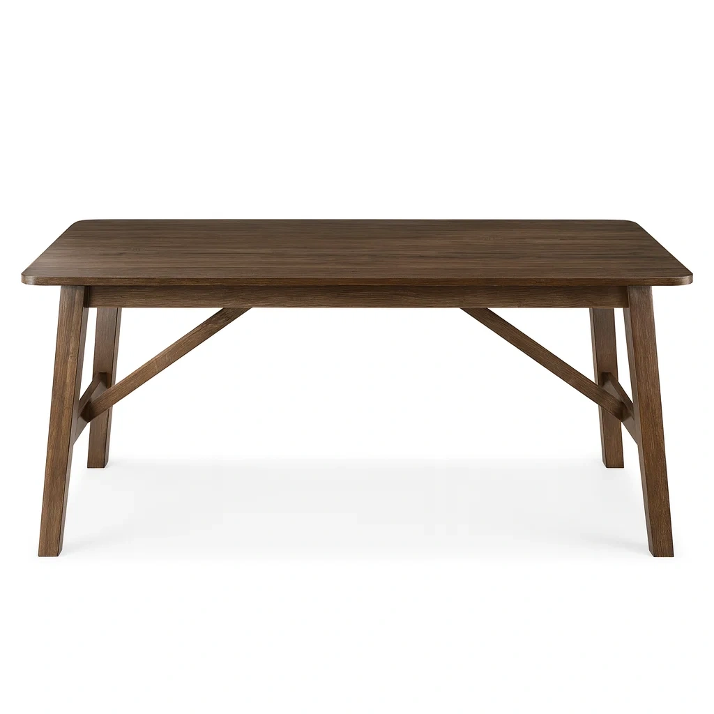 Tavolo da pranzo rettangolare in legno massello marrone 160x90x75 cm-NEWFURNISH