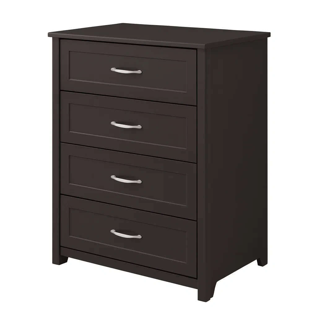 Cassettiera in legno marrone con 4 cassetti-NEWFURNISH