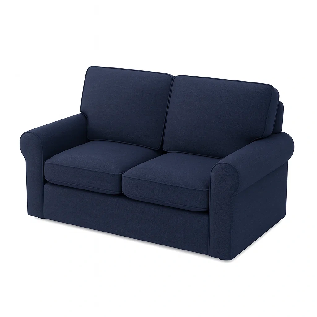 Divano a due posti in tessuto blu 150 cm x 85 cm x 95 cm-NEWFURNISH