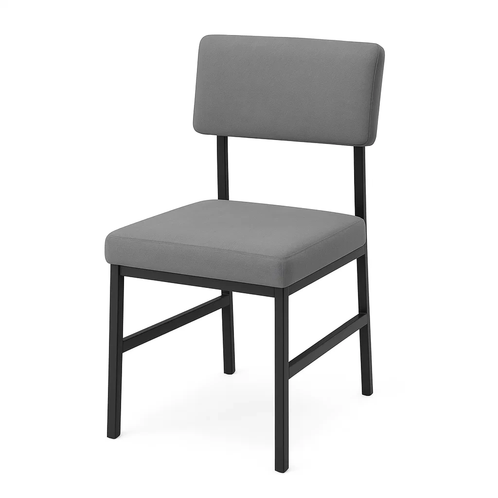 Sedia da pranzo in metallo con seduta imbottita in poliestere grigio-NEWFURNISH