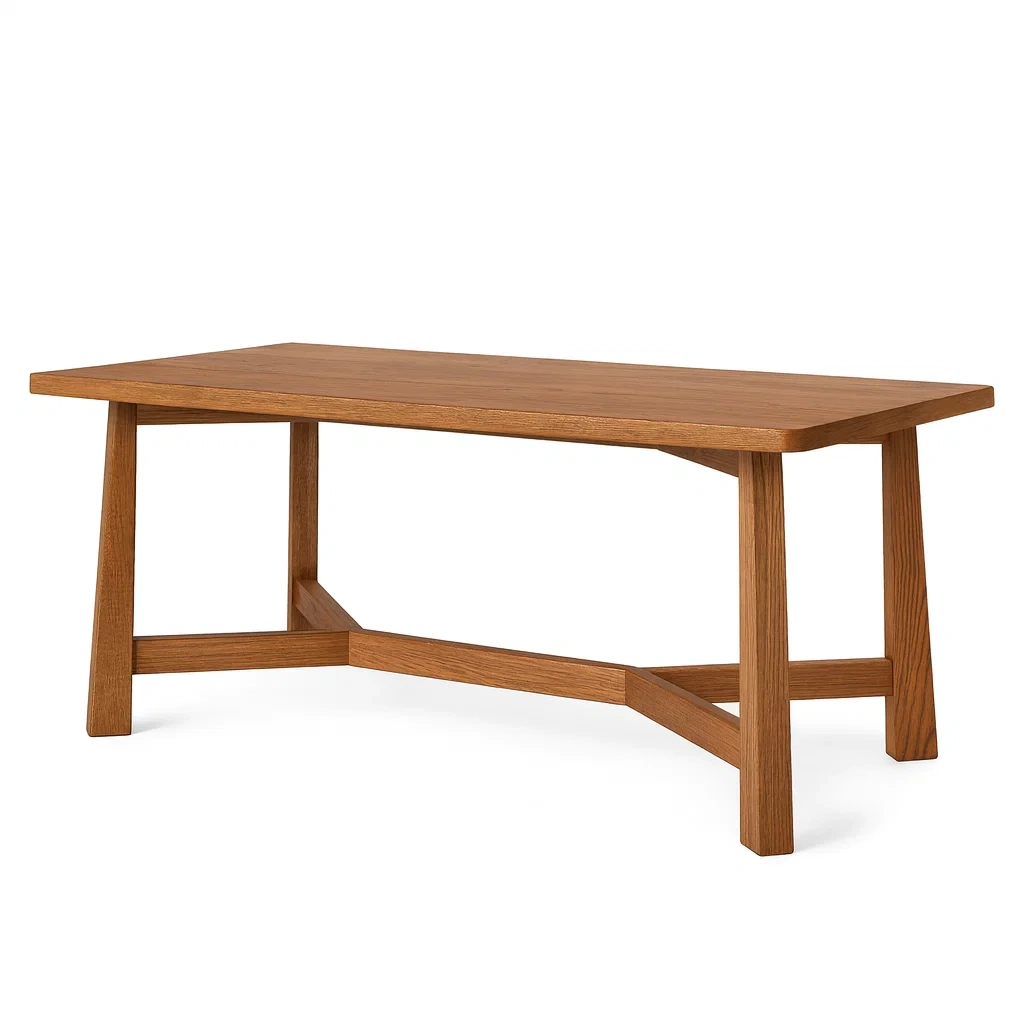 Tavolo da pranzo rettangolare in legno massello 150x90x75 cm-NEWFURNISH