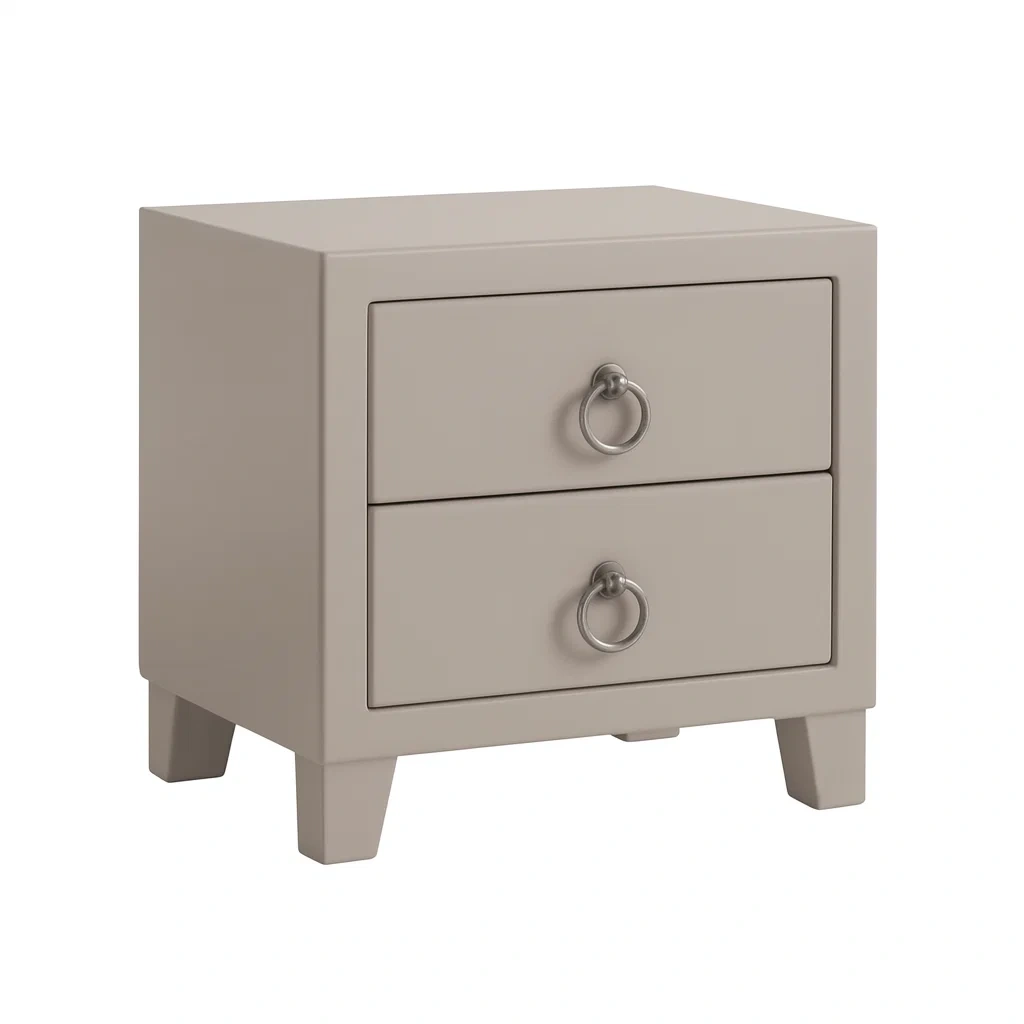 Comodino in mdf con 2 cassetti beige-NEWFURNISH