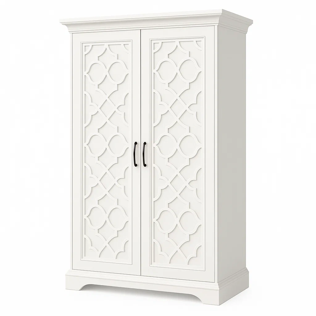 Armadio a due ante in mdf bianco 180x90x50 cm-NEWFURNISH