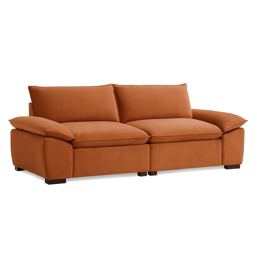 Divano a tre posti in microfibra marrone 220x100x90 cm-NEWFURNISH