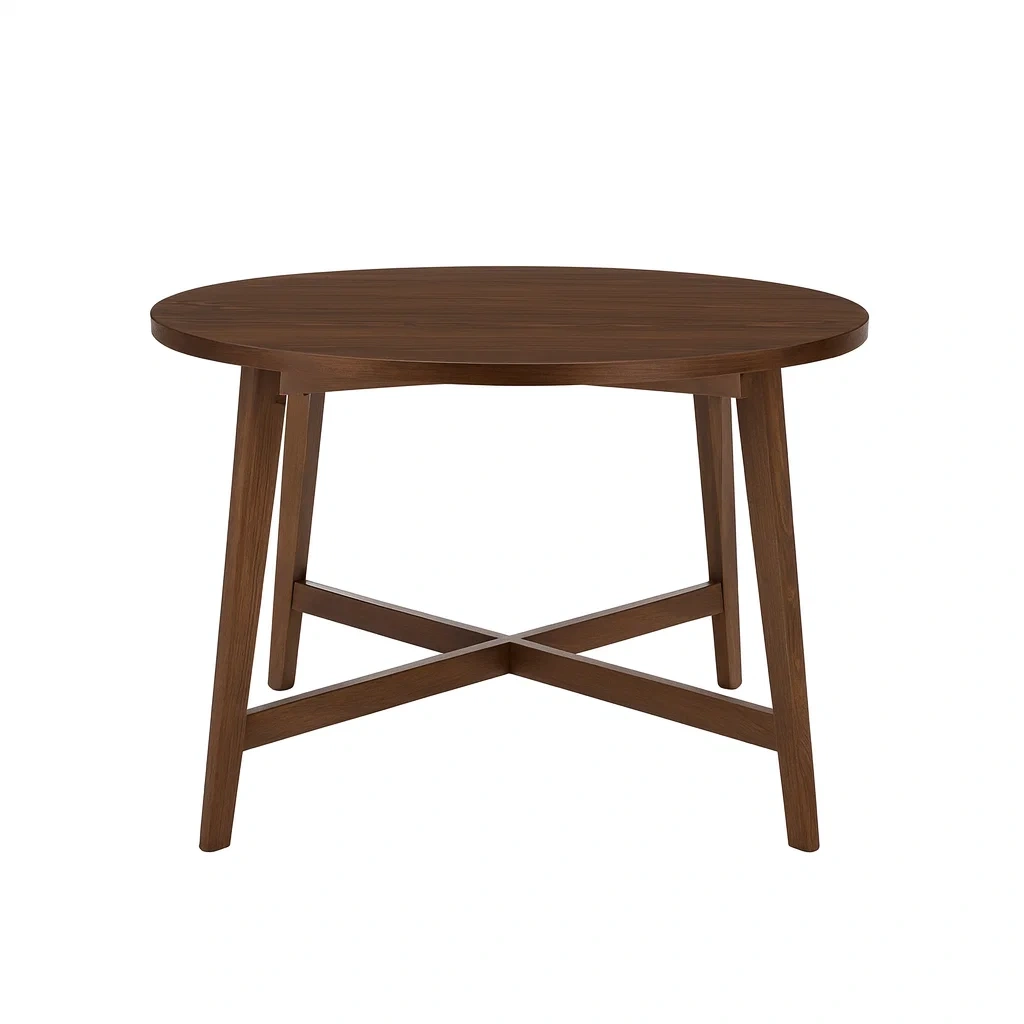 Tavolo da pranzo rotondo in legno massello nocciola diametro120 cm-NEWFURNISH