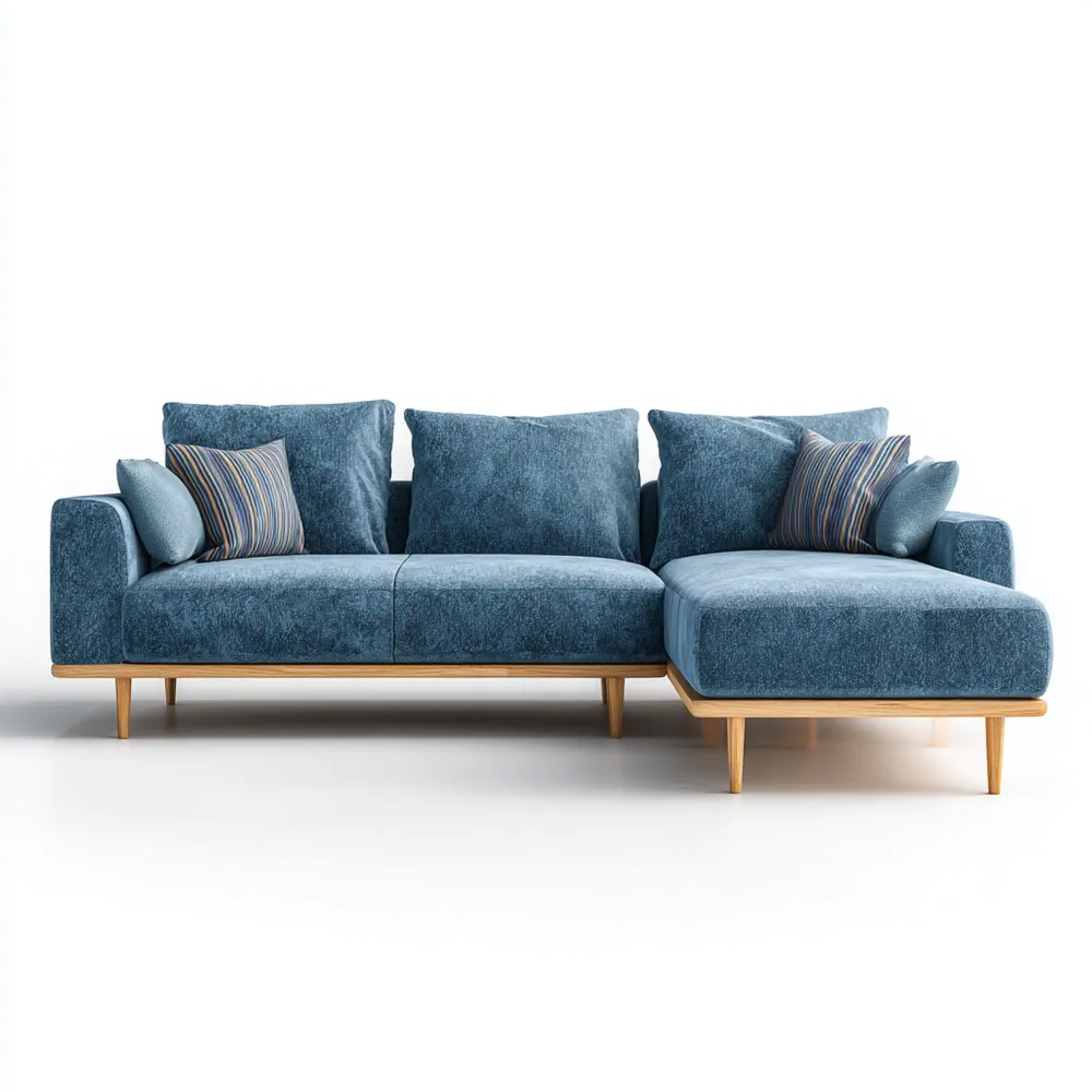 Canapé d'angle en tissu 250x160x85 cm – Bleu – Design moderne