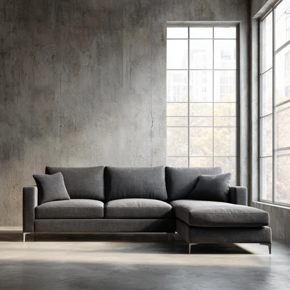 Canapé d'angle tissu 280x160x85 cm – Gris Foncé – Design Moderne