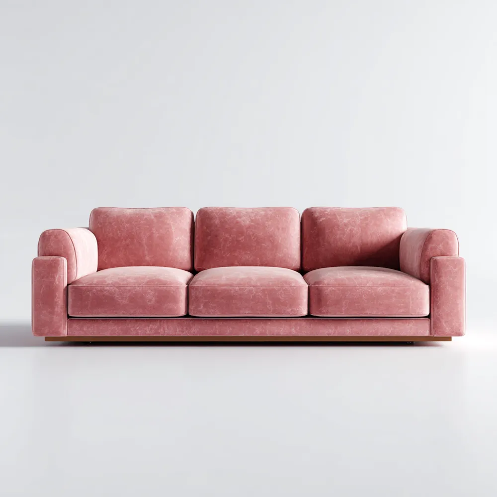 Canapé 3 places Velours 220x90x85 cm - Rose - Design Contemporain