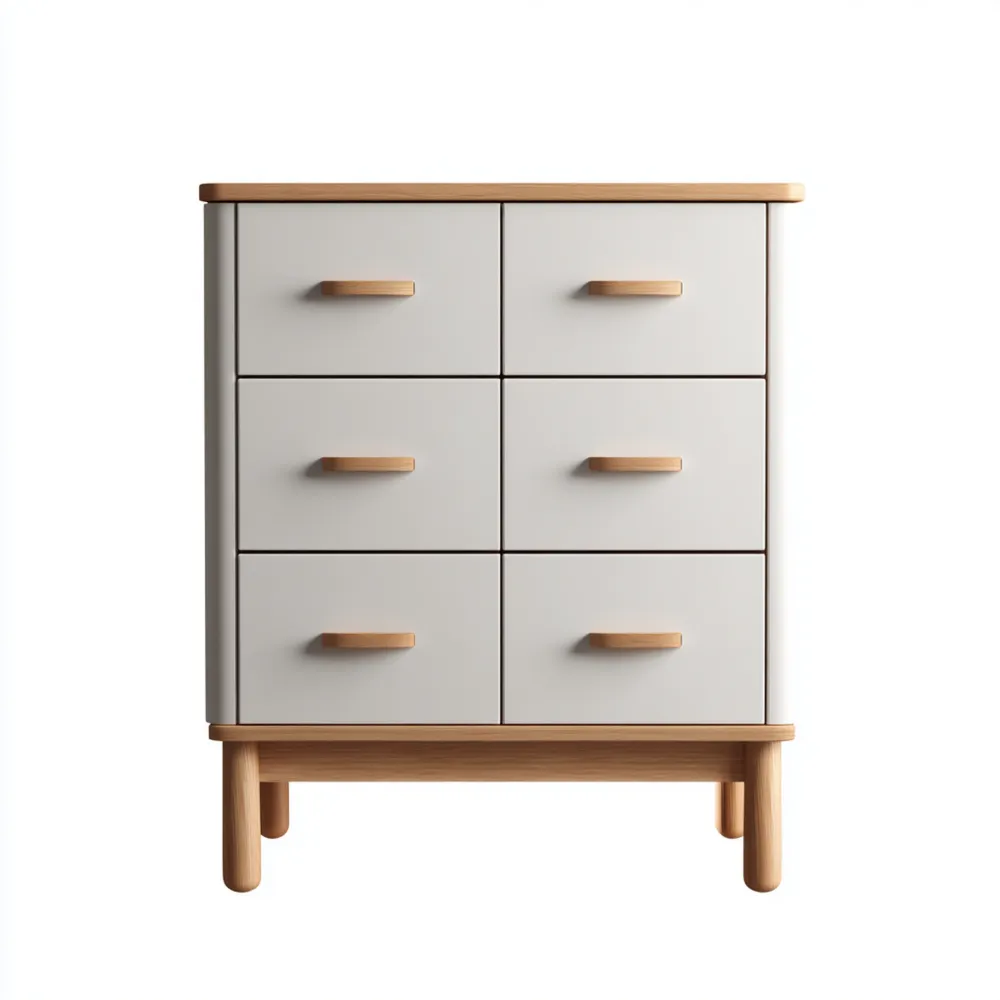 Commode à six tiroirs 90x40x100 cm en Bois - Blanc - Design Scandinave