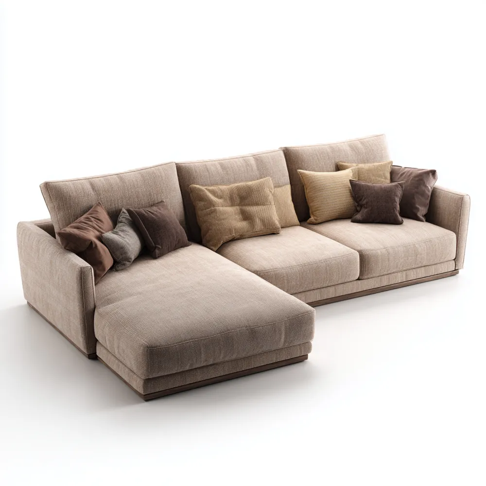 Canapé d'angle tissu 250x160x90 cm – Beige – Design Contemporain