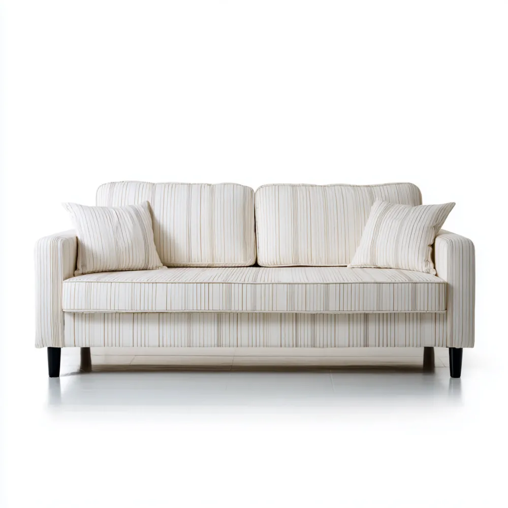 Canapé 2 places Tissu rayé 180x85x75 cm – Beige – Style Contemporain